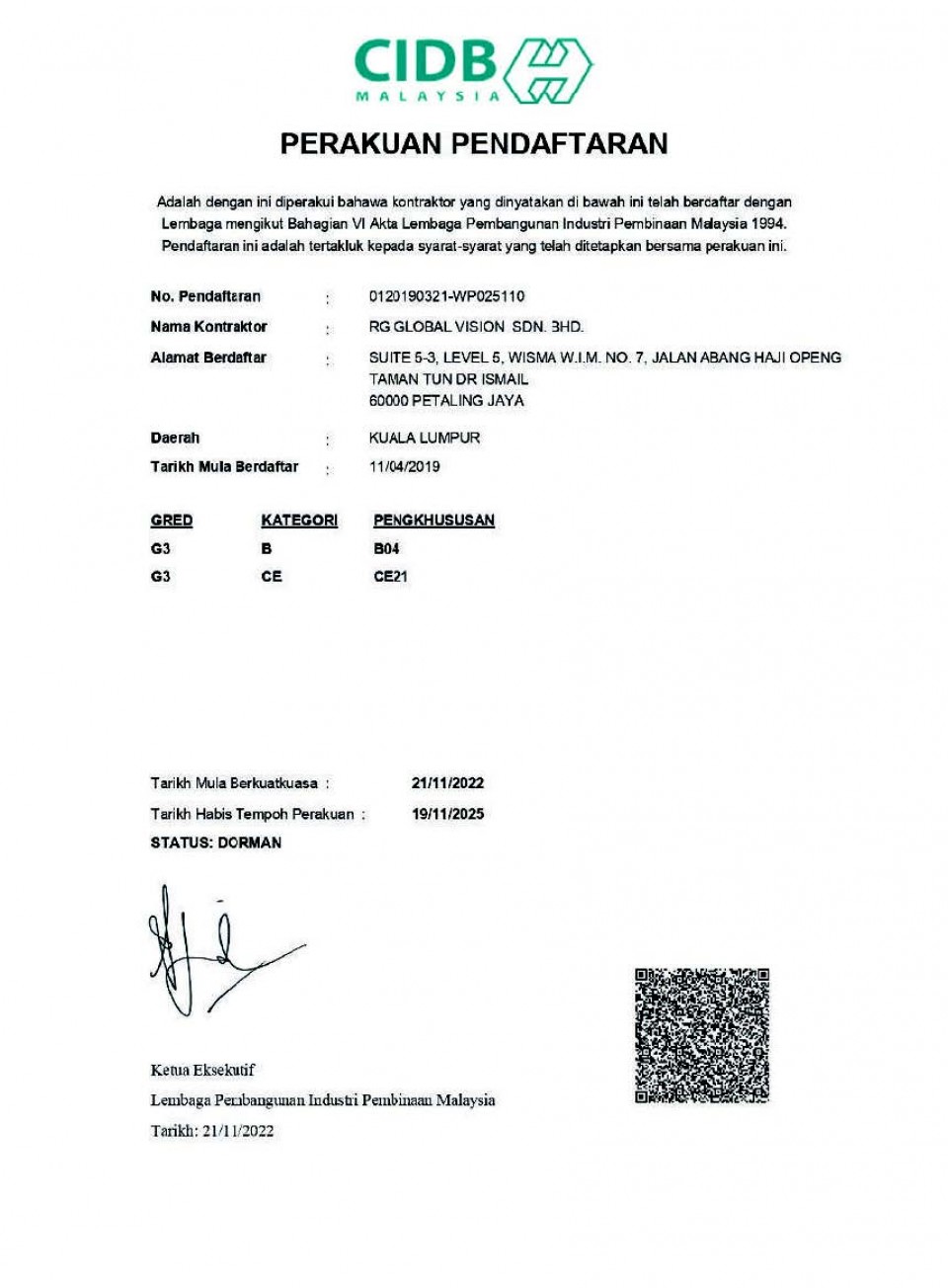 CIDB Certification
